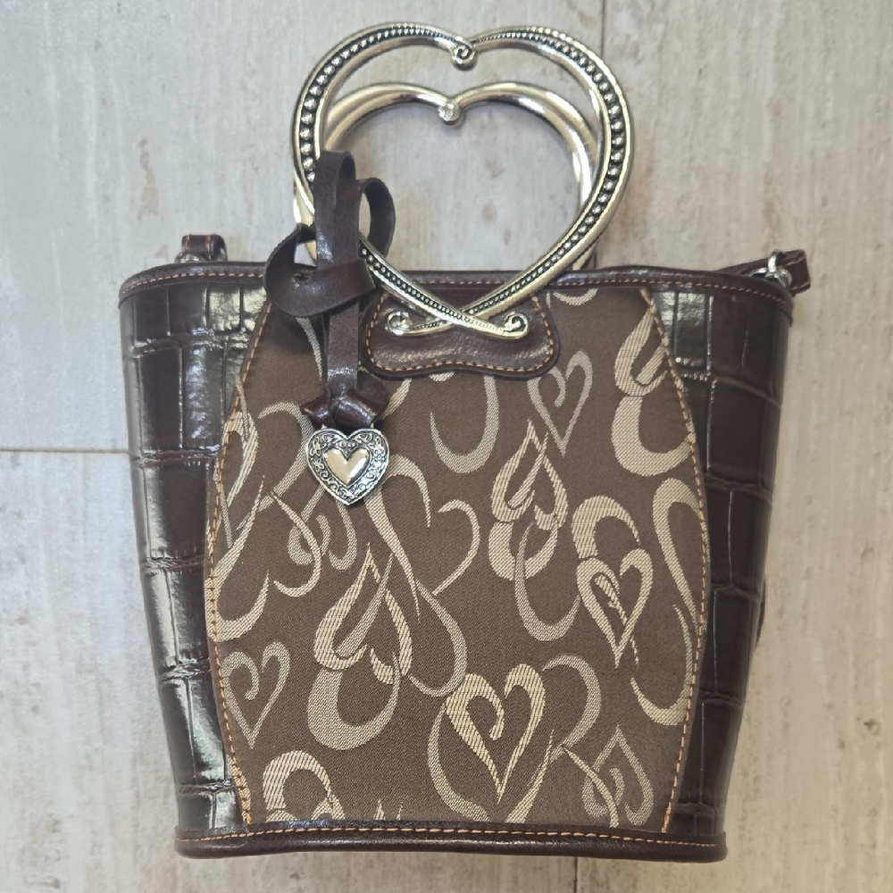 Designer Inspired Versatile Brown Heart-Patterned… - image 1